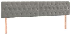 Világosszürke bársony led-es fejtámla 200 x 7 x 78/88 cm