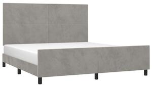 Világosszürke bársony ágykeret fejtámlával 160 x 200 cm