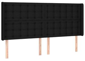 VIDAXL Fekete Szövet Fejtámla Szárnyakkal - 183x16x118/128 cm