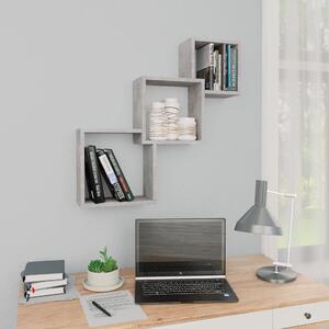Betonszürke kocka alakú szerelt fa fali polcok 68x15x68 cm