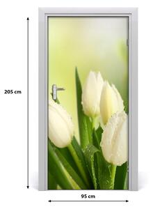Poszter tapéta ajtóra fehér tulipán 95x205