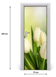 Poszter tapéta ajtóra fehér tulipán 95x205