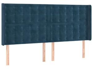 Elegáns Bársony Ágyfejtámla Szárnnyal - Sötétkék - 203x118/128cm