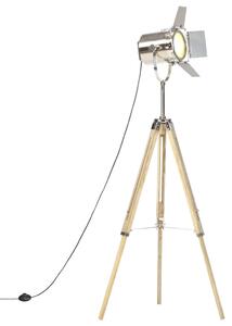 Háromlábú tömör mangófa állólámpa 140 cm