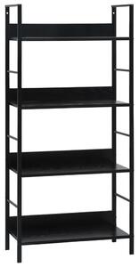 4 szintes fekete szerelt fa könyvespolc 60 x 27,6 x 124,5 cm