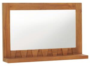 Tömör tíkfa fali tükör polccal 60 x 12 x 40 cm