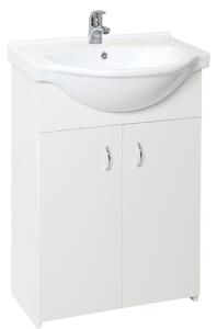 Fürdőszobaszekrény mosdóval Multi Simple 55,5x85x42,4 cm fehér mat SIMPLE55WH