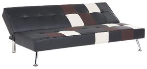 Fekete műbőr patchwork kanapéágy OLSKER