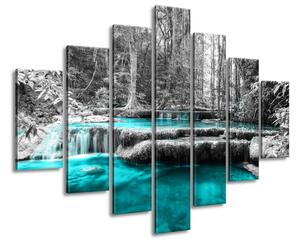 Gario Vászonkép Kék vízesés a dzsungelban - 7 részes Méret: 160 x 70 cm