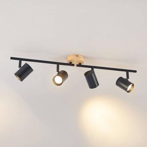Lindby - Xiomara 4 Mennyezeti Lámpa Black/Light Wood - Lampemesteren