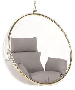 KONDELA Függő fotel, átlátszó/arany/szürke, BUBBLE TYP 1