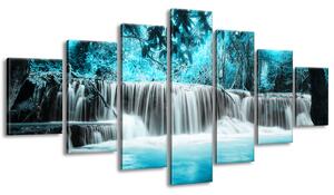 Gario Vászonkép Vízesés a kék dzsungelben - 7 részes Méret: 160 x 70 cm