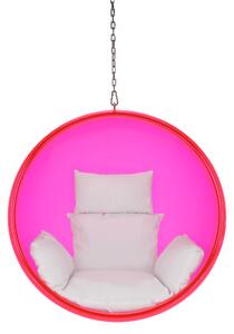 KONDELA Függő fotel, rózsaszín/ezüst/fehér, BUBBLE TYP 1