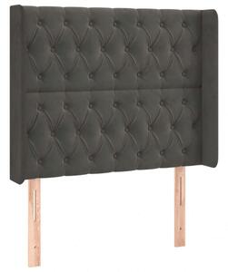 Sötétszürke bársony led-es fejtámla 93x16x118/128 cm