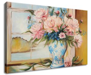 Vászonkép Színes virágok vázában Méretek: 60 x 40 cm