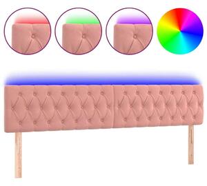 Rózsaszín bársony led-es fejtámla 180 x 7 x 78/88 cm