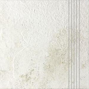Csempe lépcsőlap Rako Como kő fehér 33x33 cm dombor FINEZA46208