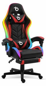 Sprinter BMD1115RD RGB LED-es gamer szék, karfával, párnával, fekete-piros , 110kg, állítható magasságú forgószék