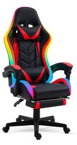 Sprinter BMD1115RD RGB LED-es gamer szék, karfával, párnával, fekete-piros , 110kg, állítható magasságú forgószék