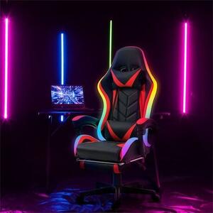 Sprinter BMD1115RD RGB LED-es gamer szék, karfával, párnával, fekete-piros , 110kg, állítható magasságú forgószék