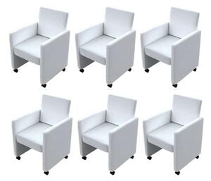 6 db Fehér Műbőr Étkezőszék - Ergonomikus, Kerek