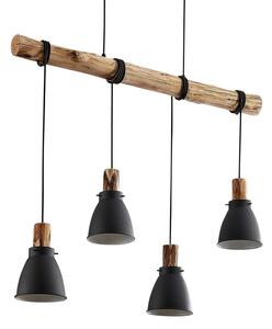 Lindby - Trebale 4 Függőlámpa Black/Wood - Lampemesteren