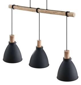 Lindby - Trebale 3 Függőlámpa Black/Wood - Lampemesteren