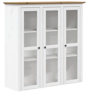 Bodo Fenyőfa Vitrinszekrény - Fehér/Barna - 115x37x121 cm