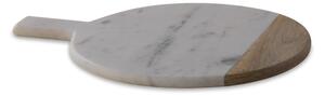 Bwari kör alakú szervírozó vágódeszka fehér márványból és mangófából, ø 32 cm - Nkuku