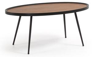 Kamelia fekete dohányzóasztal diófa dekoros asztallappal - Kave Home