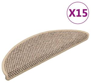 15 db szizál hatású sötét bézsszínű lépcsőszőnyeg 56x17x3 cm