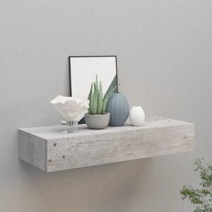 Betonszürke MDF falra szerelhető fiókos polc 60 x 23,5 x 10 cm