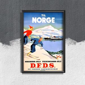 Retro plakát Retro plakát Norvégia sí