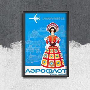 Retro plakát Retro plakát Orosz Aeroflot a Szovjetunióhoz