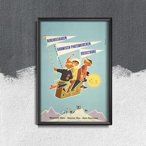 Retro plakát Retro plakát Bajor Alpok Ausztria Németország