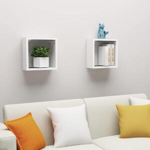 2 db fehér fali kockapolc 30 x 15 x 30 cm