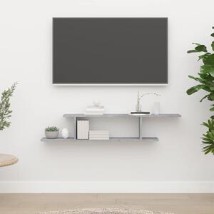 Betonszürke szerelt fa falra szerelhető TV-polc 125x18x23 cm