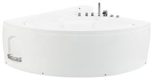 Bal oldali fehér whirlpool masszázskád LED világítással 206 x 165 cm PELICAN