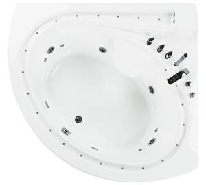 Bal oldali fehér whirlpool masszázskád LED világítással 206 x 165 cm PELICAN