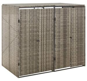 Szürke polyrattan dupla kerekeskuka tárolófészer 140x80x117 cm