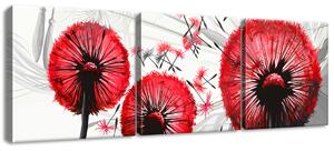 Gario Vászonkép Gyönyöru piros pitypangok - 3 részes Méret: 90 x 60 cm