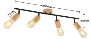 Lindby - Magniva 4 Mennyezeti Lámpa Wood/Black - Lampemesteren