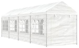 Fehér polietilén pavilon tetővel 8,92 x 2,28 x 2,69 m