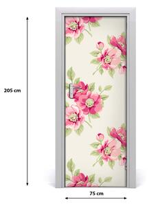 Ajtómatrica rózsaszín virágok 85x205