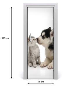Poszter tapéta ajtóra Kutya és macska 75x205 cm