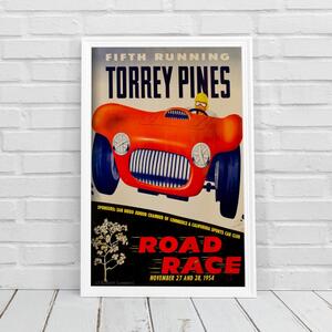 Retro plakát Retro plakát Grand Prix poszter Negyedik Run Torore Pines Road Race