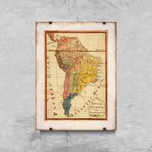 Retro plakát Retro plakát Dél-Amerika térképe