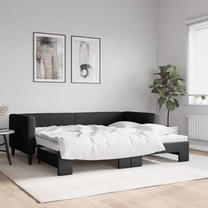 Fekete kihúzható szövet heverő 90x200 cm