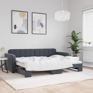 Sötétszürke kihúzható bársony heverő 80 x 200 cm