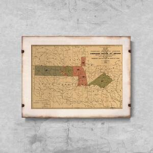 Retro plakát Retro plakát Az indiai Cherokee nemzetének régi térképe